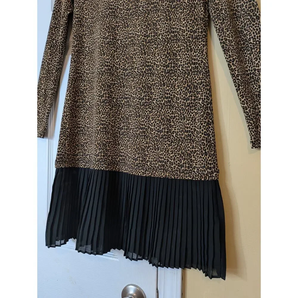 Michael Kors Leopard Print Pleated Hem Dress Dize XS NWT Designer Mini Dress